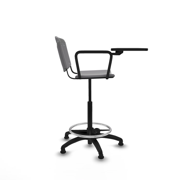 Tabouret Taburete Robledo Pivotant Chlorure de polyvinyle Gris clair Structure polyamide noire Non applicable Sans appui-tête Patins de chaises