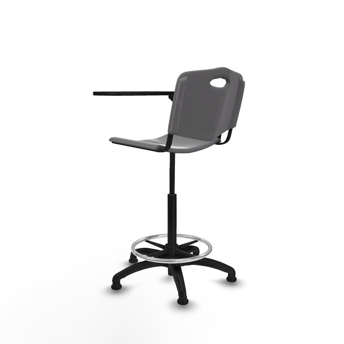 Tabouret Taburete Robledo Pivotant Chlorure de polyvinyle Gris clair Structure polyamide noire Non applicable Sans appui-tête Patins de chaises