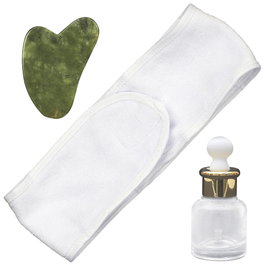 Cosmetic Club Coffret de Soin Facial Gua Sha avec Pierre en Jade et Bandeau