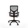 Chaise Motilla Synchro 3 positions tissu Orange Maille Blanc Base pyramidale noire Accoudoir 1D Sans appui-tête Roulettes 65mm nylon