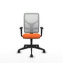 Chaise Motilla Synchro 3 positions tissu Orange Maille Blanc Base pyramidale noire Accoudoir 1D Sans appui-tête Roulettes 65mm nylon