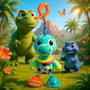 Playgro Dingly Dangly Denny Dino 0188625 - Jouet d'éveil avec clip, langues: anglais, français, allemand, italien, portugais, espagnol