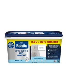 Ripolin Sous-couche anti-humidité pour la préparation des supports humides avant peinture - Masque les auréoles et taches - Fixe les fonds poreux - A+