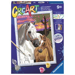 Ravensburger Creart Serie D Classic Tableau à Peindre par Numéros - Chevaux au Crépuscule - Puzzle Art pour Adultes et Enfants à partir de 9 Ans