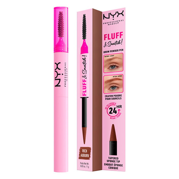 NYX Professional Make Up Stylo Poudre à Sourcils Fluff & Snatch Teinte n° 04 - 1 g - Texture Crémeuse et Poudreuse, Application Précise, Tenue 24h, Finition Mate, Vegan