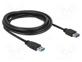 DELOCK Câble USB A socle vers USB A prise noir 3m