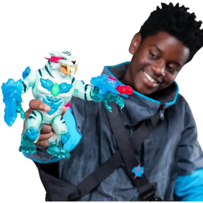 Moose Toys Cryo Lab MrBeast Lab - Jouet scientifique interactif 18 cm, 30 lumières et sons, 2 fauves articulés à collectionner (Cryo Panther et Cryo Tiger)