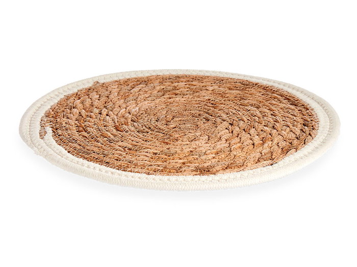 Giftdecor Tapis Naturel Fibre Naturelle Blanc Bord 30 cm (Set de 48)