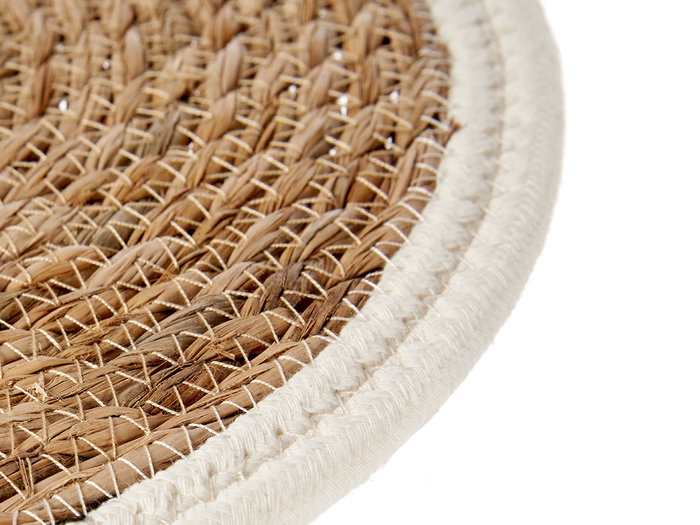 Giftdecor Tapis Naturel Fibre Naturelle Blanc Bord 30 cm (Set de 48)