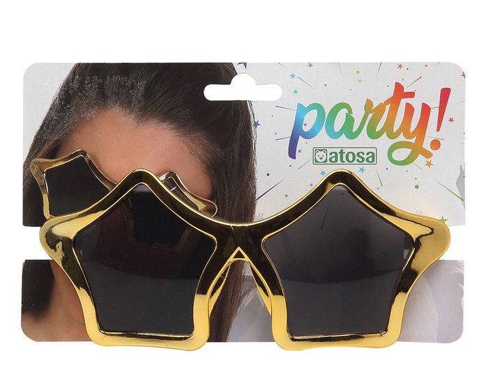 Lunettes étoile dorée unisexe adulte pour déguisement cantante disco, fête thématique ou carnaval - Look rétro et fun