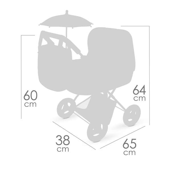 Decuevas - Coche de muñeca plegable con sombrilla y bolso Honey pour poupées jusqu'à 48 cm - Poussette de poupée pliable avec ombrelle et sac 64x65x38 cm Decuevas - Coche de muñeca plegable con sombrilla y bolso Honey pour poupées jusqu'à 48 cm - Poussette de poupée pliable avec ombrelle et sac 64x65x38 cm