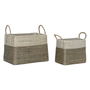 Set de basket Home ESPRIT Blanc Noir Naturel Herbier marin Boho 44 x 25 x 38 cm 2 Pièces