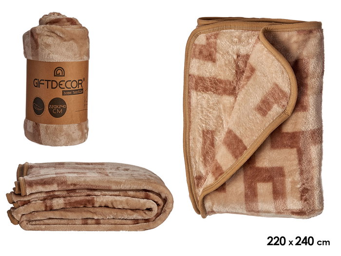 GIFTDECOR Manta Raschel Beige 220x240cm GIFTDECOR Manta Raschel Beige 220x240cm
