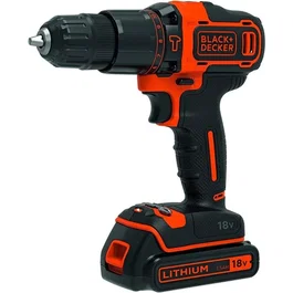 Black + Decker Perceuse Visseuse à Percussion 18V 2 Vitesses Mandrin 2 Mains 1 Batterie Lithium