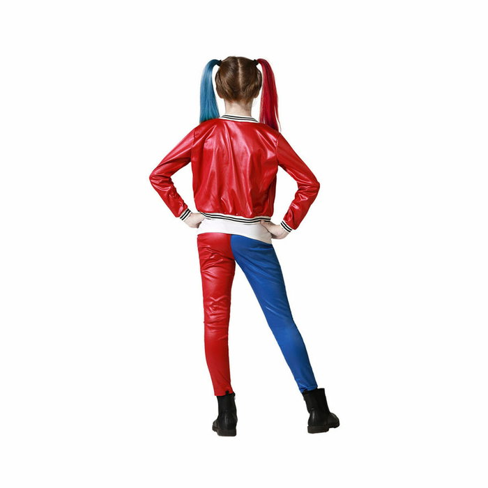 atosa Déguisement Arlequina Enfant Bleu avec Veste, T-shirt et Pantalon Rouge et Bleu