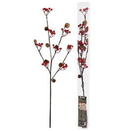 GSC Evolution Branche décorative LED de piñas et bayas rouges 0,75M Luz cálida