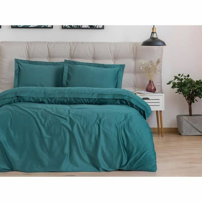 Parure de couette en satin de coton bleu pétrole, 220 x 240 cm Parure de couette en satin de coton bleu pétrole, 220 x 240 cm
