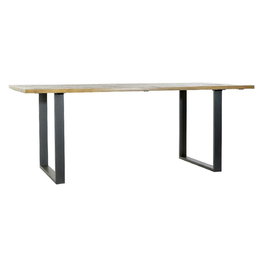 Table de Salle à Manger Home ESPRIT Noir Naturel Métal Bois de manguier 200 x 100 x 76 cm