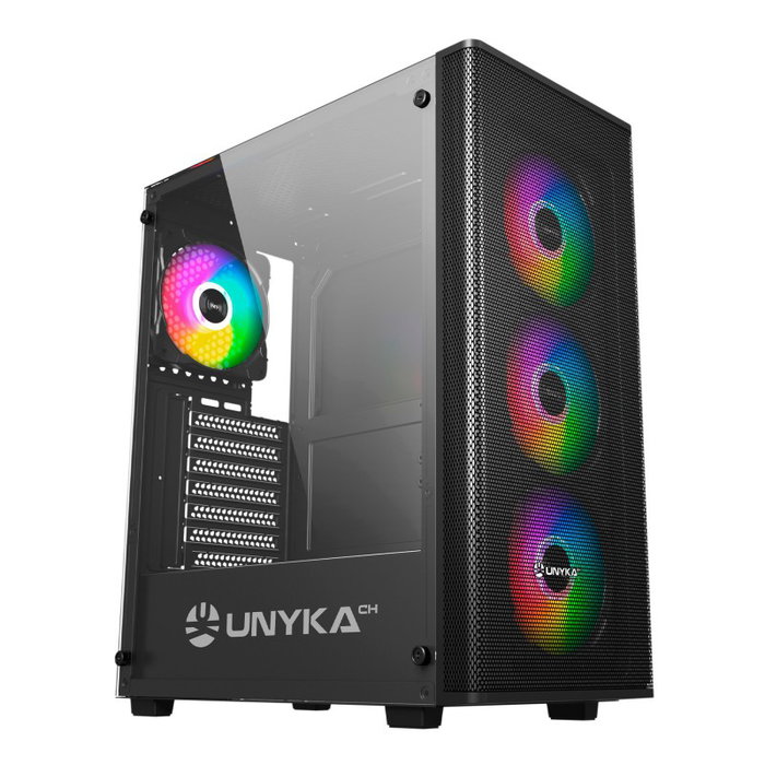 Unykach MIR 100 Boîtier Gaming ATX Noir avec Verre Trempé et ARGB