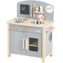 Roba - Cuisine enfant en bois avec plaque de cuisson, four, évier, 7 accessoires et horloge éducative - Couleurs Gris et Naturel - Pour enfant dès 3 ans