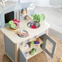 Roba - Cuisine enfant en bois avec plaque de cuisson, four, évier, 7 accessoires et horloge éducative - Couleurs Gris et Naturel - Pour enfant dès 3 ans