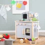 Roba - Cuisine enfant en bois avec plaque de cuisson, four, évier, 7 accessoires et horloge éducative - Couleurs Gris et Naturel - Pour enfant dès 3 ans