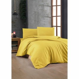 BigBuy Home Parure de lit Jaune foncé 3 pièces (220 x 240 cm) et 2 taies 60 x 60 cm