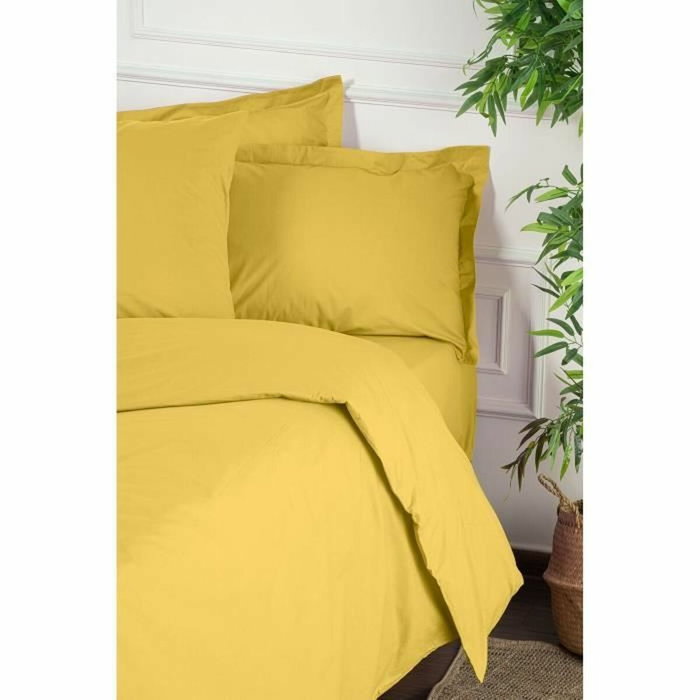 BigBuy Home Parure de lit Jaune foncé 3 pièces (220 x 240 cm) et 2 taies 60 x 60 cm