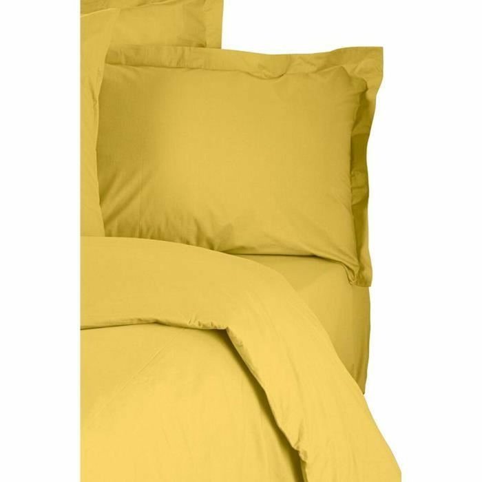 BigBuy Home Parure de lit Jaune foncé 3 pièces (220 x 240 cm) et 2 taies 60 x 60 cm