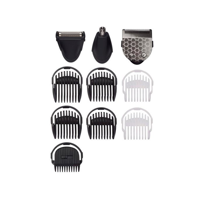Babyliss Tondeuse à barbe 10 en 1 MT727E, lames Carbone et Titane, Usage Corps, Barbe, Nez, Oreilles, Autonomie 60 min