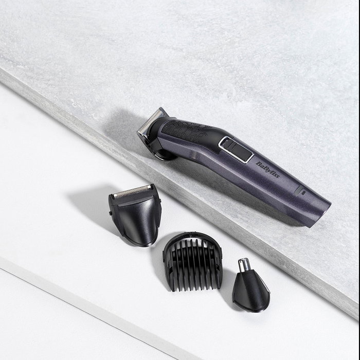 Babyliss Tondeuse à barbe 10 en 1 MT727E, lames Carbone et Titane, Usage Corps, Barbe, Nez, Oreilles, Autonomie 60 min Babyliss Tondeuse à barbe 10 en 1 MT727E, lames Carbone et Titane, Usage Corps, Barbe, Nez, Oreilles, Autonomie 60 min
