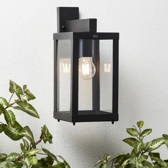 Brilliant Applique extérieure GAIA descendante noir métal/verre E27 1x60W