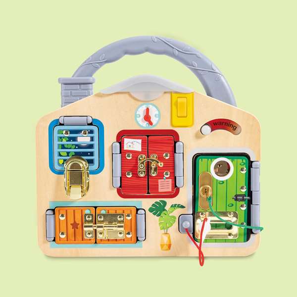 Hape - Plateau de jeu Bloquea y aprende avec lumières, jeu éducatif pour enfants à partir de 3 ans, dimensions 29.5 x 29 x 6 cm