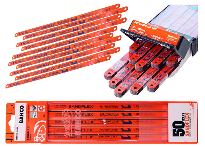 Bahco Lames de scie à métaux Sandflex 300mm x 13 x 0,65 mm - 24 TPI (Lot de 10) Bahco Lames de scie à métaux Sandflex 300mm x 13 x 0,65 mm - 24 TPI (Lot de 10)