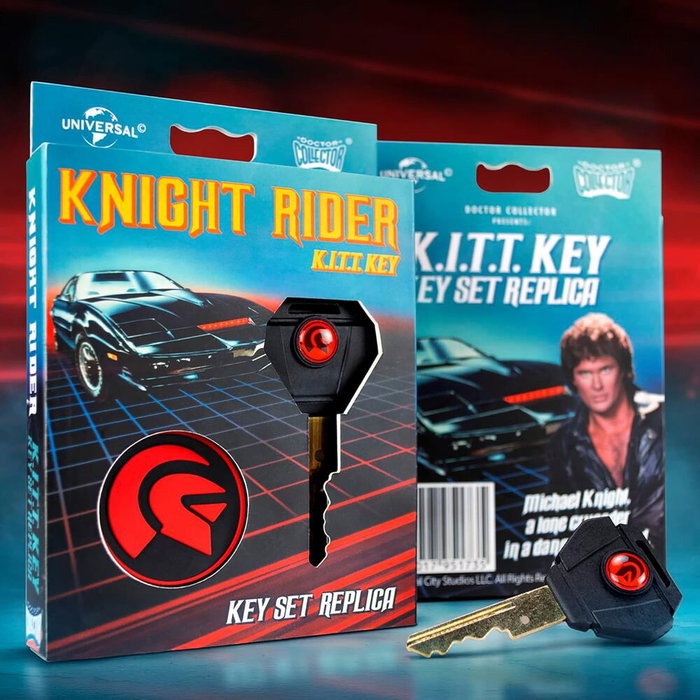 DOCTOR COLLECTOR Réplique Clé 1:1 Knight Rider Le Fantôme du Highway avec Porte-clés Logo Knight Industries - Environ 14 cm DOCTOR COLLECTOR Réplique Clé 1:1 Knight Rider Le Fantôme du Highway avec Porte-clés Logo Knight Industries - Environ 14 cm