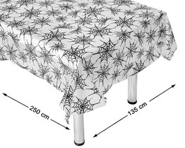 Nappe blanche avec motif de toiles d'araignées noires 135x250 cm