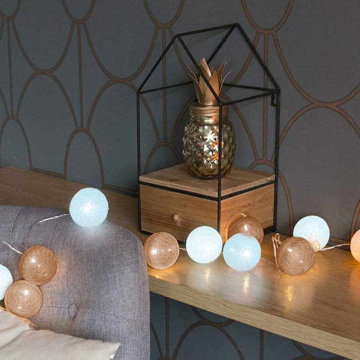 Home Deco Light Guirlande Lumineuse 20 LED Bleu/Or