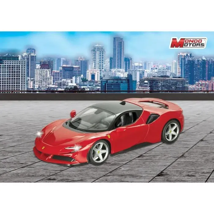 Mondo Motors - Véhicule Radiocommandé Ferrari SF90 Stradale - Échelle 1:14 - 33 cm - Phares Lumineux - Vitesse 9 km/h - Direction Toutes Directions