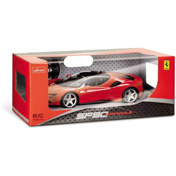 Mondo Motors - Véhicule Radiocommandé Ferrari SF90 Stradale - Échelle 1:14 - 33 cm - Phares Lumineux - Vitesse 9 km/h - Direction Toutes Directions
