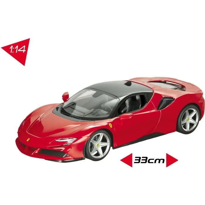 Mondo Motors - Véhicule Radiocommandé Ferrari SF90 Stradale - Échelle 1:14 - 33 cm - Phares Lumineux - Vitesse 9 km/h - Direction Toutes Directions