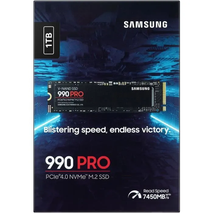 Samsung 990 PRO SSD Interne 1 To NVMe M.2 PCIe 4.0x4 Lecture 7 450 Mo/s Samsung 990 PRO SSD Interne 1 To NVMe M.2 PCIe 4.0x4 Lecture 7 450 Mo/s
