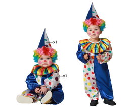 BigBuy Carnival Déguisement Clown Bébé Bleu Arlequin