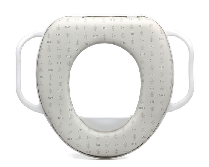 KioKids Réducteur WC Enfant Gris avec Poignées - Siège Réducteur WC Acolché pour Enfant à Partir de 12 Mois, Compatible avec Tous les WC Standards, Collection Petits Moments