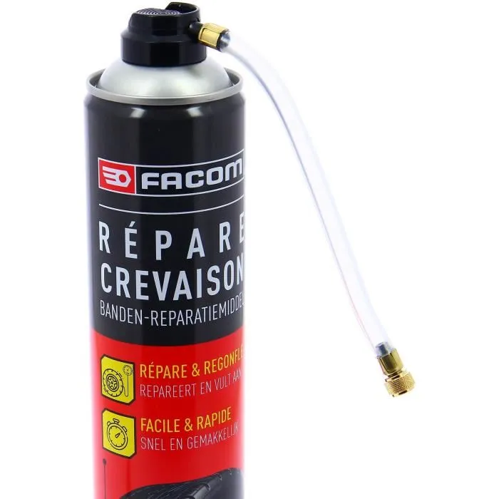 Facom 750 ml Aérosol Réparateur de Crevaison sans Démontage - Pour Pneus avec ou sans Chambre à Air jusqu'à 225 mm, Compatible Azote