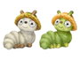 Ibergarden Figurine Solaire Ver de Terre Coloris Assortis 18x16x13 cm Céramique Beige Vert Gris (Set de 12)