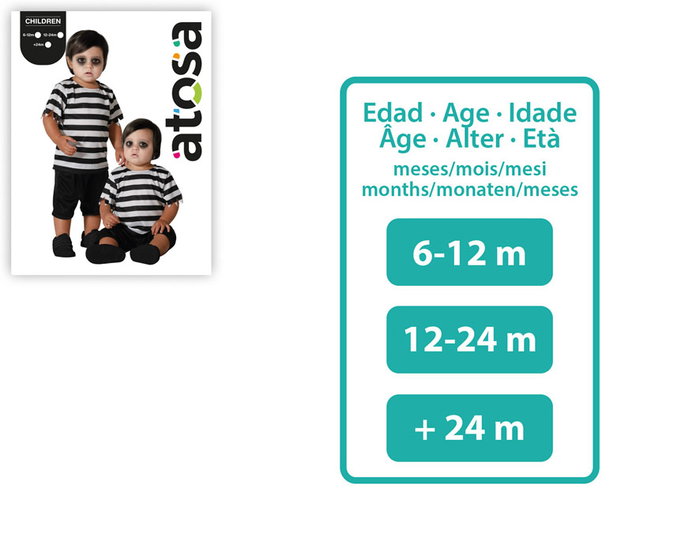 atosa Déguisement Fantôme pour Bébé Garçon - T-shirt à Rayures et Pantalon Noir atosa Déguisement Fantôme pour Bébé Garçon - T-shirt à Rayures et Pantalon Noir