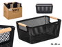 KIPIT Panier en plastique avec anses en bambou Noir 36x22cm