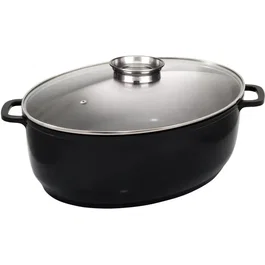 Baumalu Cocotte Jumbo Ovale en Céramique avec Couvercle Verre