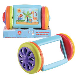 Tachan - Miroir avec Roues et Activités Multilingues pour Bébé (Anglais, Français, Allemand) - Jouet Éducatif Interactif sans Piles - Recommandé à partir de 6 mois