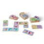 DEQUBE Jeu de domino en bois Peppa Pig avec 28 pièces doubles faces - Boîte de rangement en tissu inclus - À partir de 2 ans